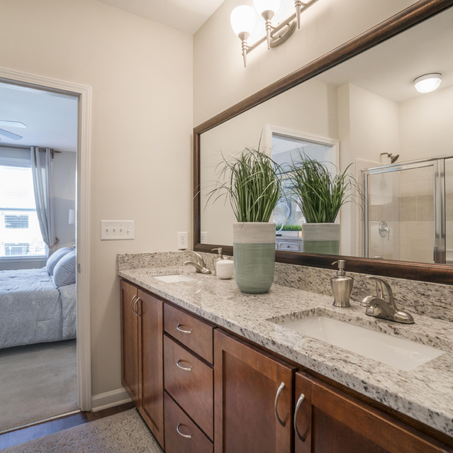 Drift Dunwoody - Bathroom with Large Mirror and Cabinetry