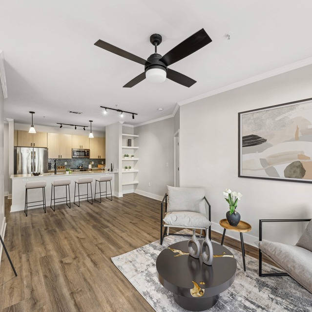 Drift Dunwoody - Renovated Apartments in Dunwoody, GA - Living Room